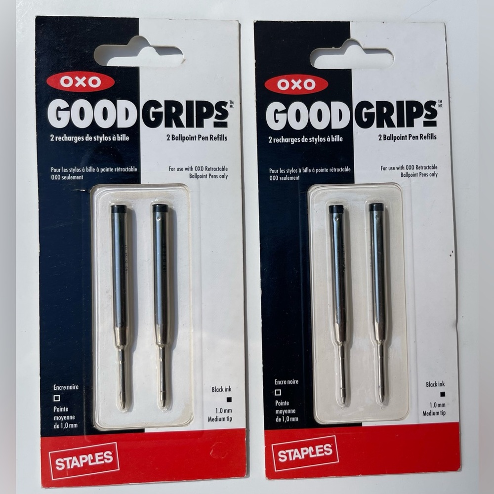 OXO Good Grips, 2 Packages Ballpoint Pen Refills, Blacl, 1.0 mm. Medium …